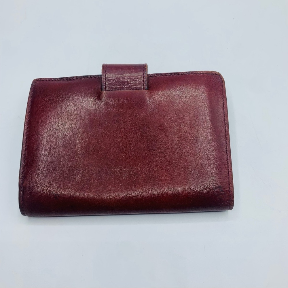 Vintage Burgundy Leather Wallet with Gold Horsebit Detail – Equestrian Style - Picture 2 of 16